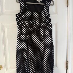 White House Black Market Black White Polka Dot Fit Flare Sz 10